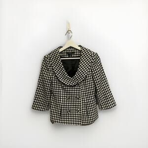 Arden B Houndstooth Vintage Tweed Peplum Style Double Breasted Jacket Size‎ S